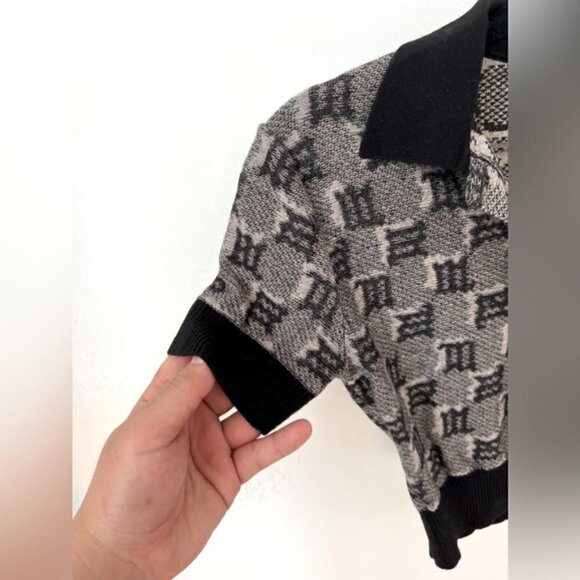 MISBHV, Wool and Silk Blend, Black & Taupe Monogram Polo - Multicolor. Size: S. - Picture 9 of 13